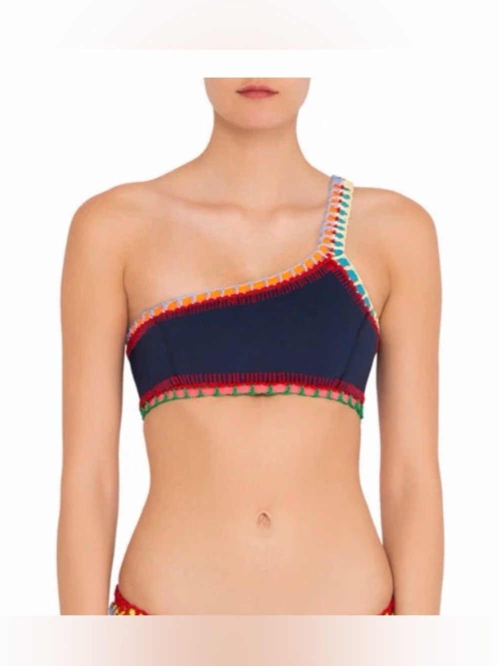 KIINI TASMIN ONE SHOULDER TOP NAVY - SIZE MEDIUM